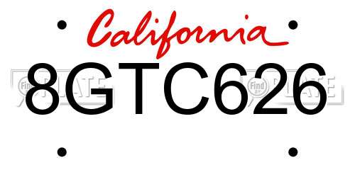 8GTC626 California License Plate