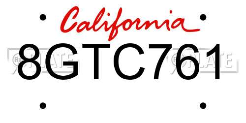 8GTC761 California License Plate