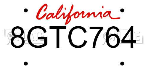 8GTC764 California License Plate