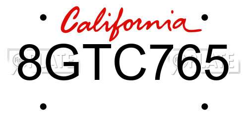 8GTC765 California License Plate