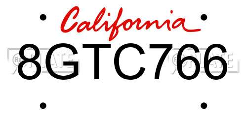 8GTC766 California License Plate