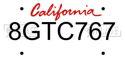 8GTC767 California License Plate