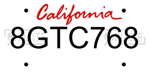 8GTC768 California License Plate