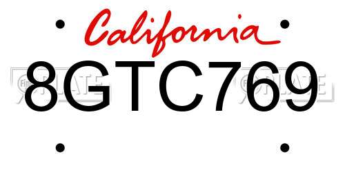 8GTC769 California License Plate