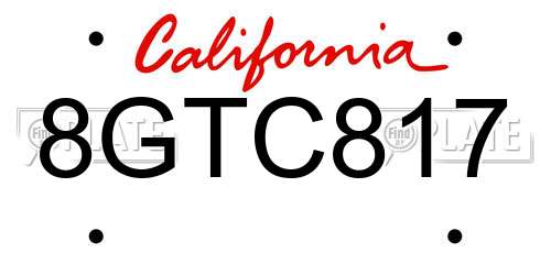 8GTC817 California License Plate