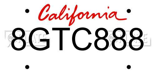 8GTC888 California License Plate