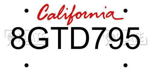 8GTD795 California License Plate