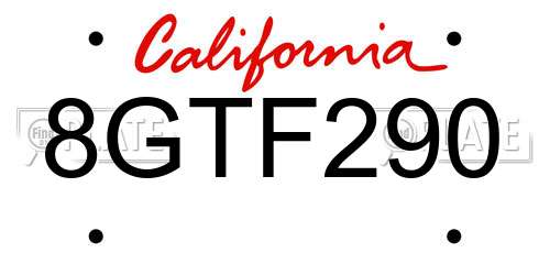 8GTF290 California License Plate