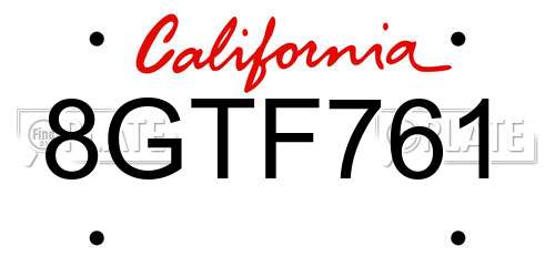 8GTF761 California License Plate