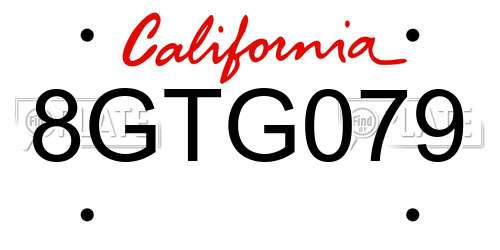 8GTG079 California License Plate