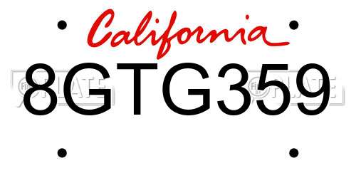 8GTG359 California License Plate