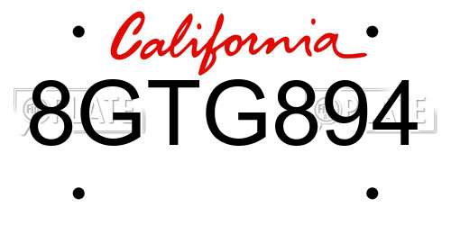 8GTG894 California License Plate