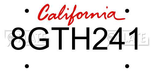 8GTH241 California License Plate