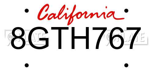 8GTH767 California License Plate