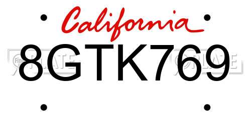 8GTK769 California License Plate