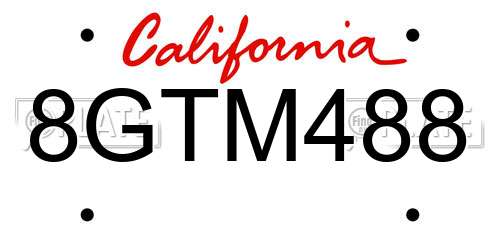 8GTM488 California License Plate