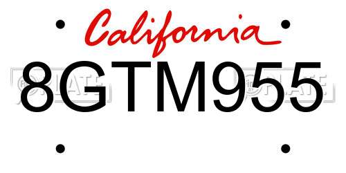8GTM955 California License Plate