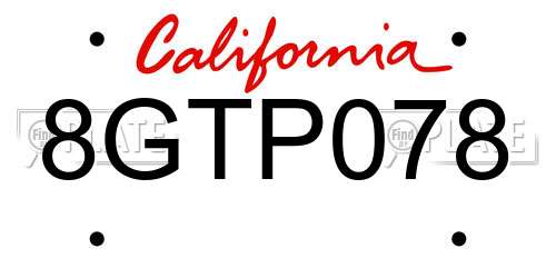 8GTP078 California License Plate