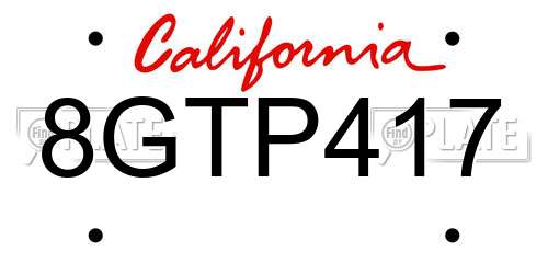 8GTP417 California License Plate