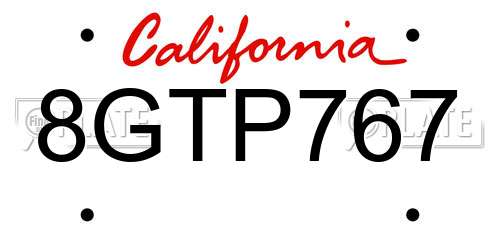 8GTP767 California License Plate