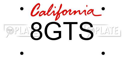 8GTS California License Plate