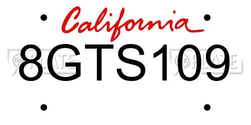 8GTS109 California License Plate