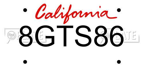 8GTS86 California License Plate
