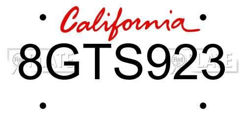 8GTS923 California License Plate