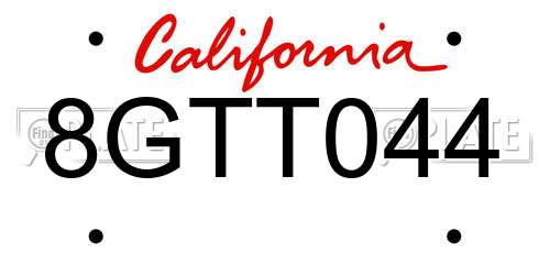 8GTT044 California License Plate
