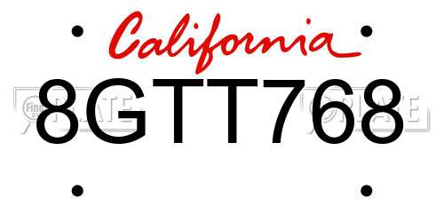 8GTT768 California License Plate