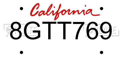 8GTT769 California License Plate