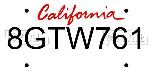 8GTW761 California License Plate