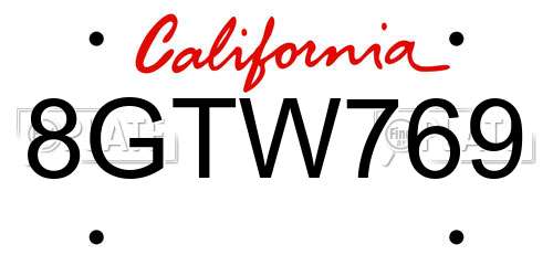 8GTW769 California License Plate