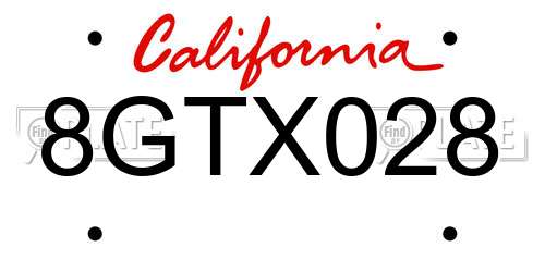 8GTX028 California License Plate