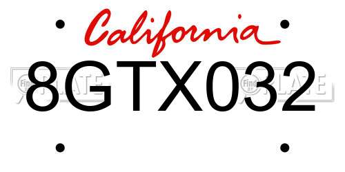 8GTX032 California License Plate