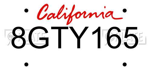 8GTY165 California License Plate