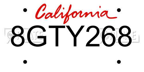 8GTY268 California License Plate