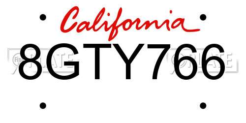 8GTY766 California License Plate