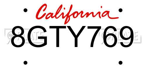 8GTY769 California License Plate