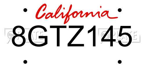8GTZ145 California License Plate