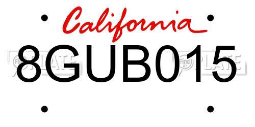 8GUB015 California License Plate