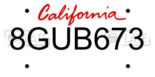 8GUB673 California License Plate