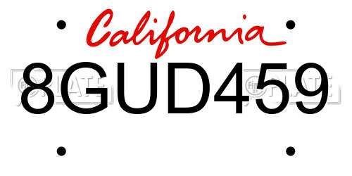 8GUD459 California License Plate