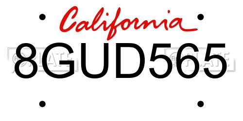 8GUD565 California License Plate