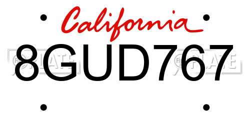 8GUD767 California License Plate