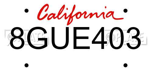 8GUE403 California License Plate