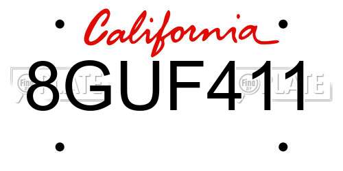 8GUF411 California License Plate