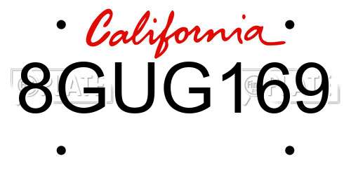 8GUG169 California License Plate
