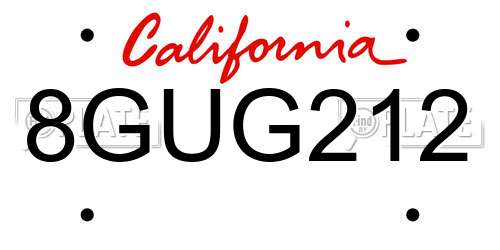 8GUG212 California License Plate