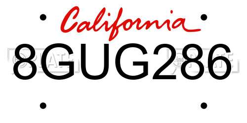 8GUG286 California License Plate